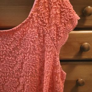Dress Barn 18 Coral Lace Cap Sleeve Stretch Dress